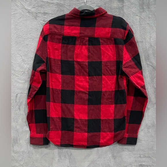 Lucky Brand Shirt Mens Medium Red Black Buffalo Plaid Pearl Snap Western NWT - Picture 6 of 9